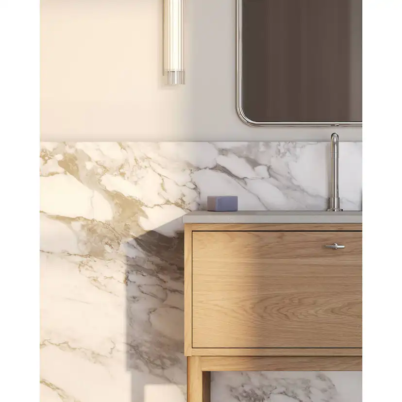 Tvättställskåp Gustavsberg Ducentic 60 cm med Stenbänkskiva, Underlimmat Tvättställ och Benställning