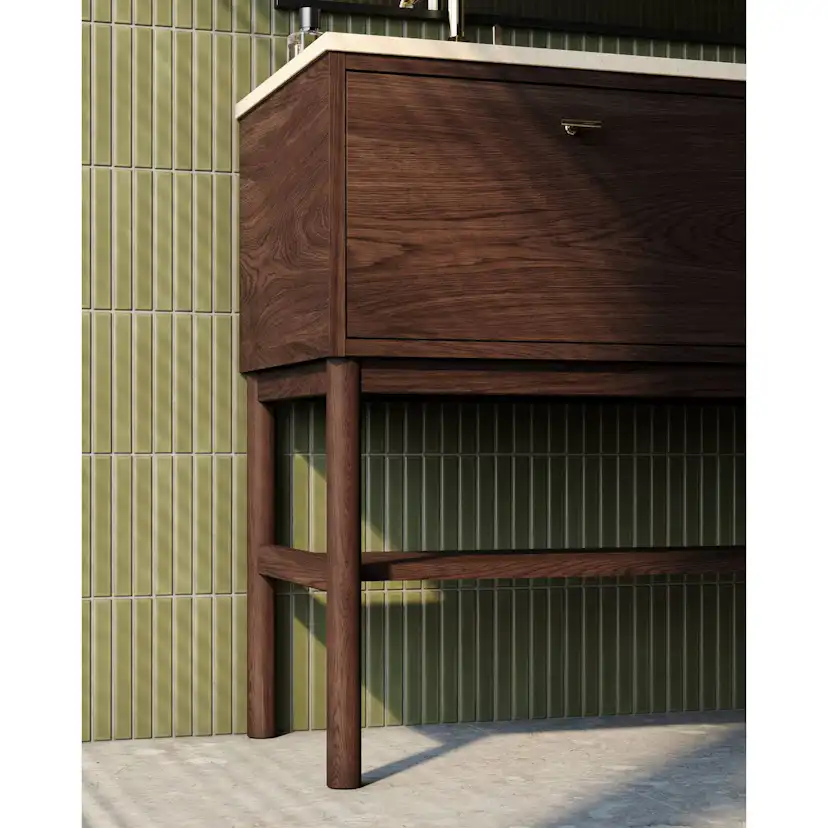 Tvättställskåp Gustavsberg Ducentic 60 cm med Stenbänkskiva, Underlimmat Tvättställ och Benställning