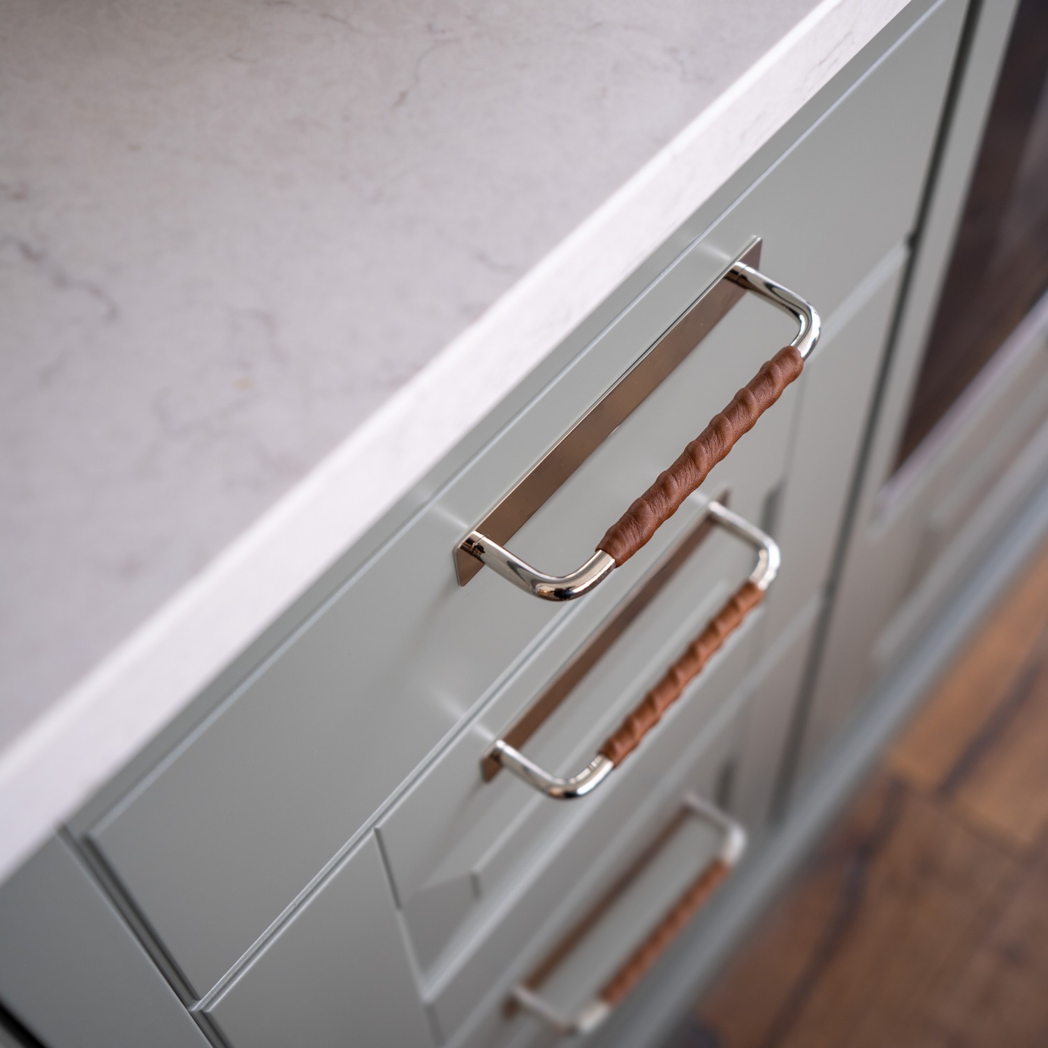 Handtag Beslag Design Royal Deluxe Läderlindad Brun