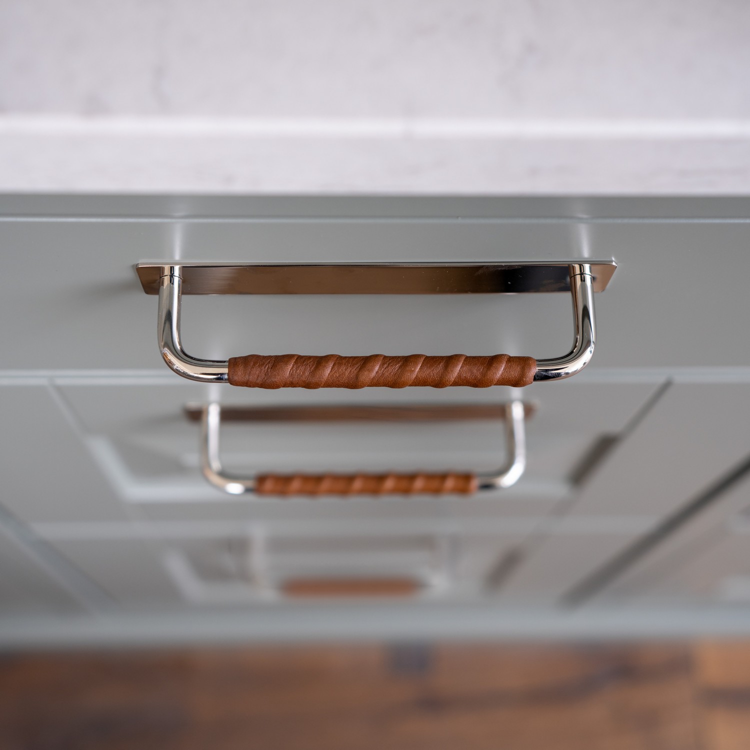 Handtag Beslag Design Royal Deluxe Läderlindad Brun