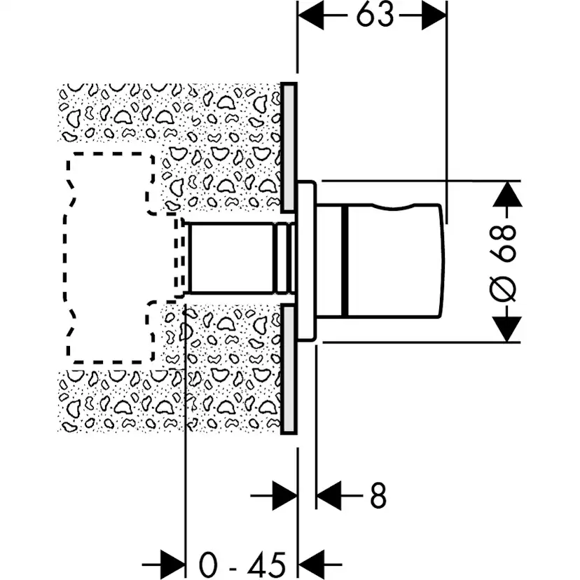 Avstängningsventil Hansgrohe för Inbyggnad