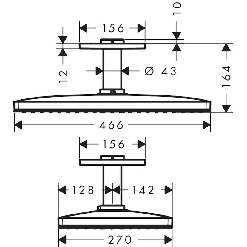 Taksil Hansgrohe Rainmaker Select 460 1jet för Takmontage