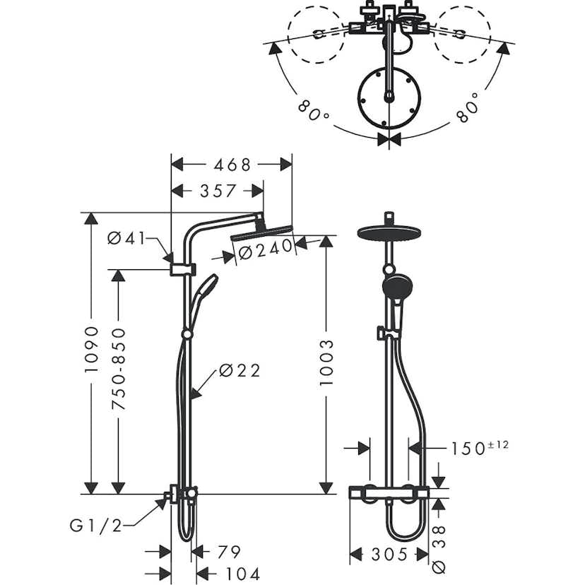 Takduschset Hansgrohe MySelect S240