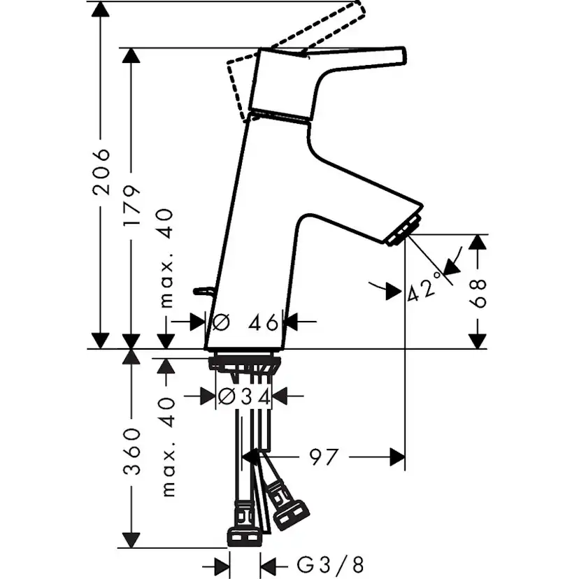 Tvättställsblandare Hansgrohe Talis S 80 Låg