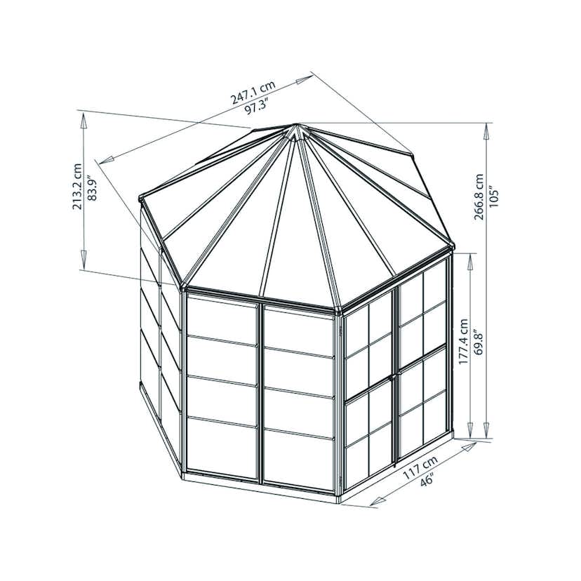 Växthus Canopia by Palram Oasis Hexagonal Aluminiumstomme med UV-Skyddade Polykarbonatpaneler, 6.1 m2