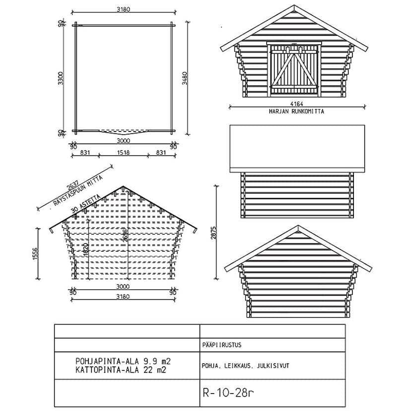 Timmerlada LP Garden R10 10 m² Förråd med Glesa Väggar i Obehandlat Trä