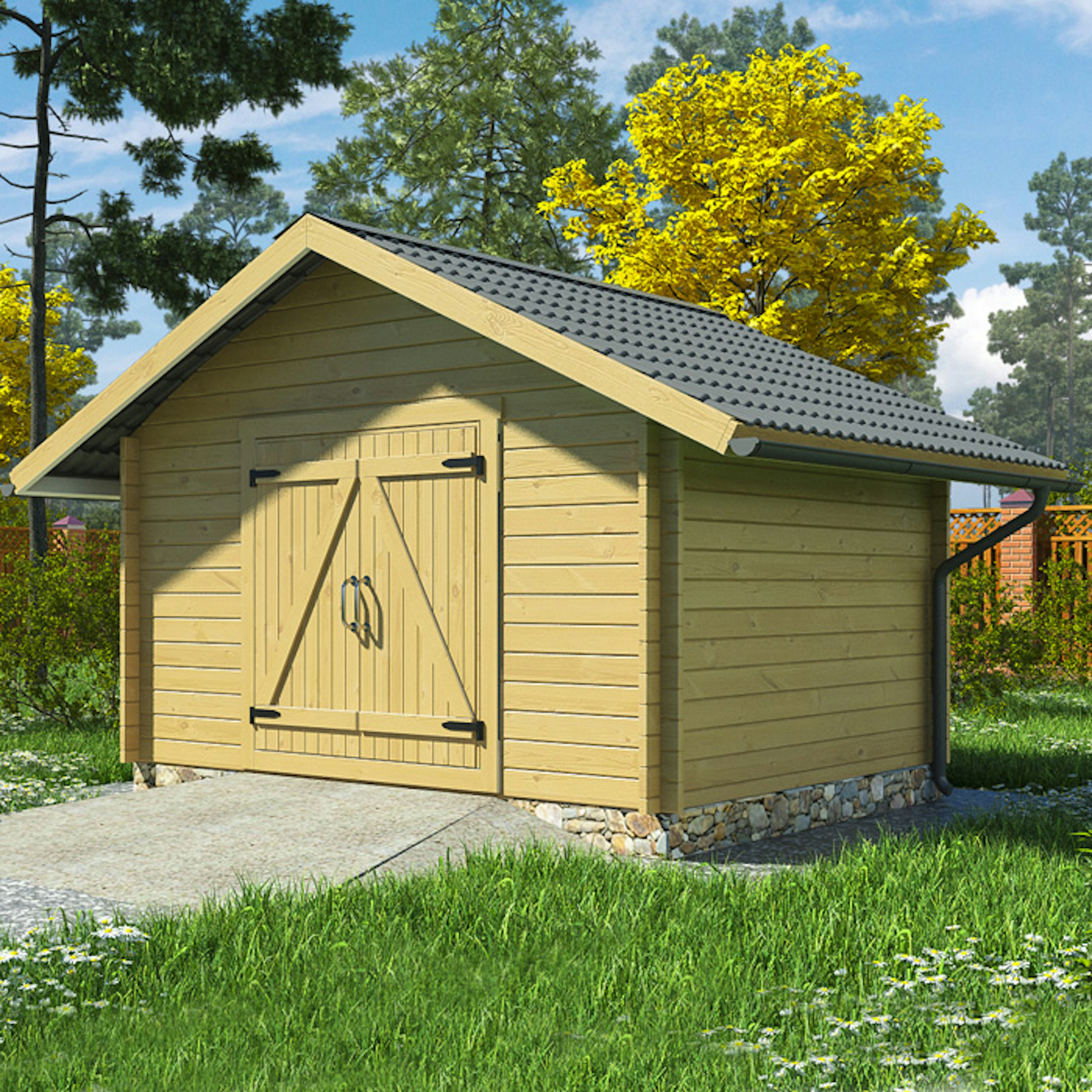 Timmerlada LP Garden S10 10 m² Förråd med Täta Väggar i Obehandlat Trä