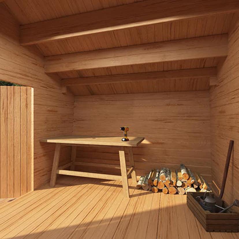 Timmerlada LP Garden U10 10 m² Förråd med Täta Väggar i Obehandlat Trä