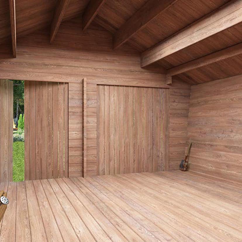 Timmerlada LP Garden U16 16 m² Förråd med Täta Väggar i Obehandlat Trä