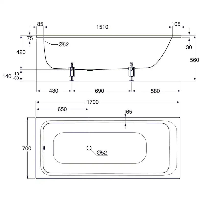 Inbyggnadsbadkar Gustavsberg 1700 Kombi