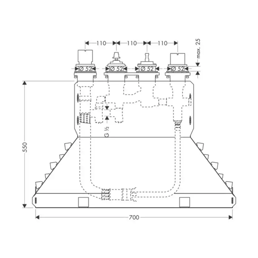 Inbyggnadsdel Axor för 4-håls Badkarsblandare