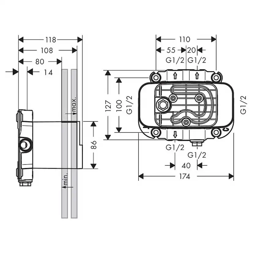 Inbyggnadsdel Axor One för Termostatmodul