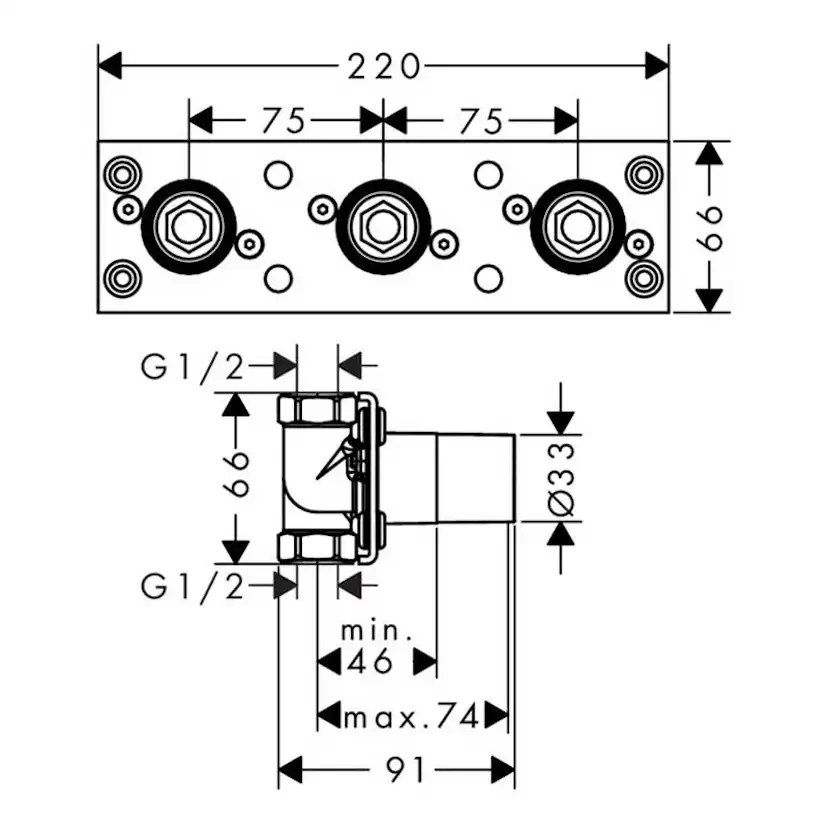 Inbyggnadsdel Axor för Duschblandare Axor 800 2 Funktioner
