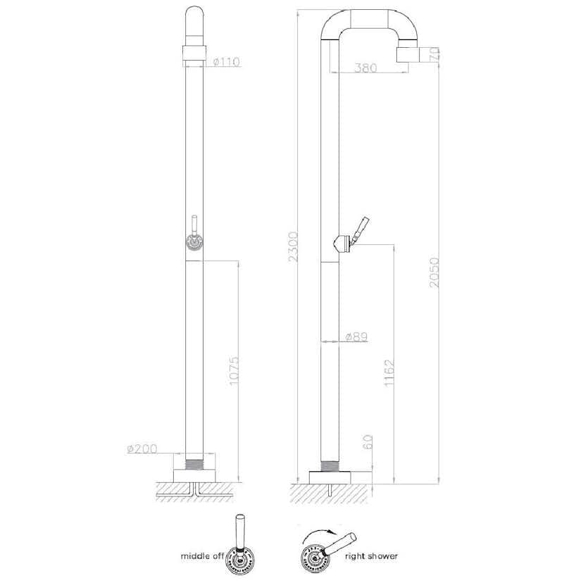 Inom- & Utedusch JEE-O Soho Dusch 01 Fristående Mattsvart Rostfritt Stål