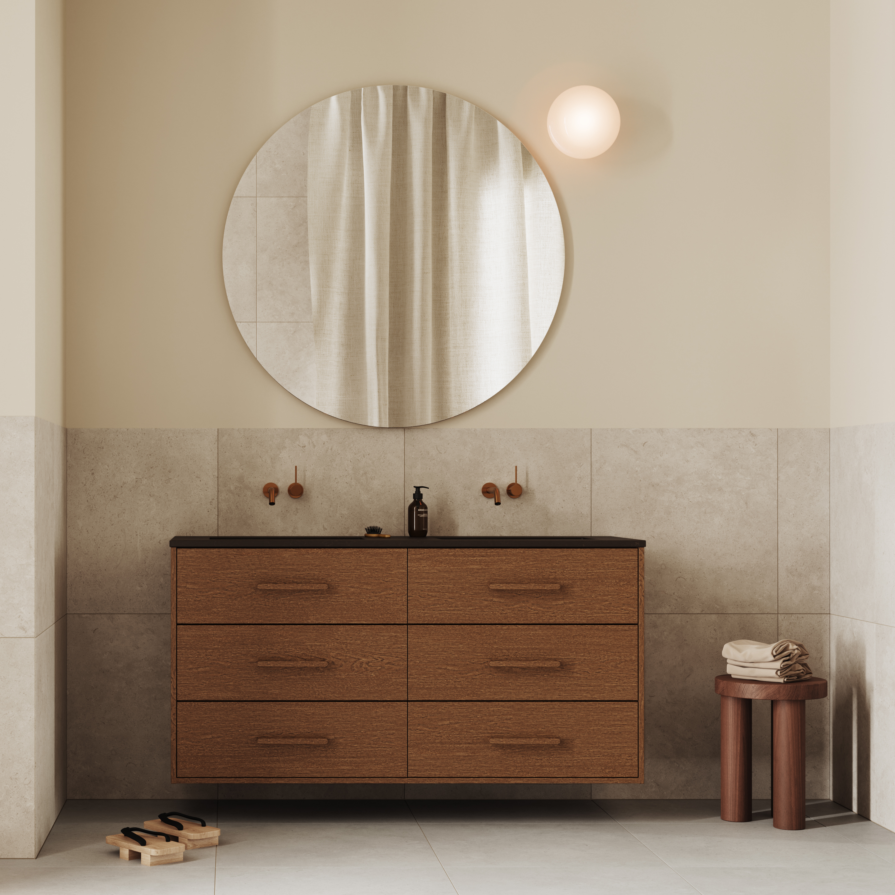 Tvättställsskåp INR Terra Solid Dubbel med 6 Lådor