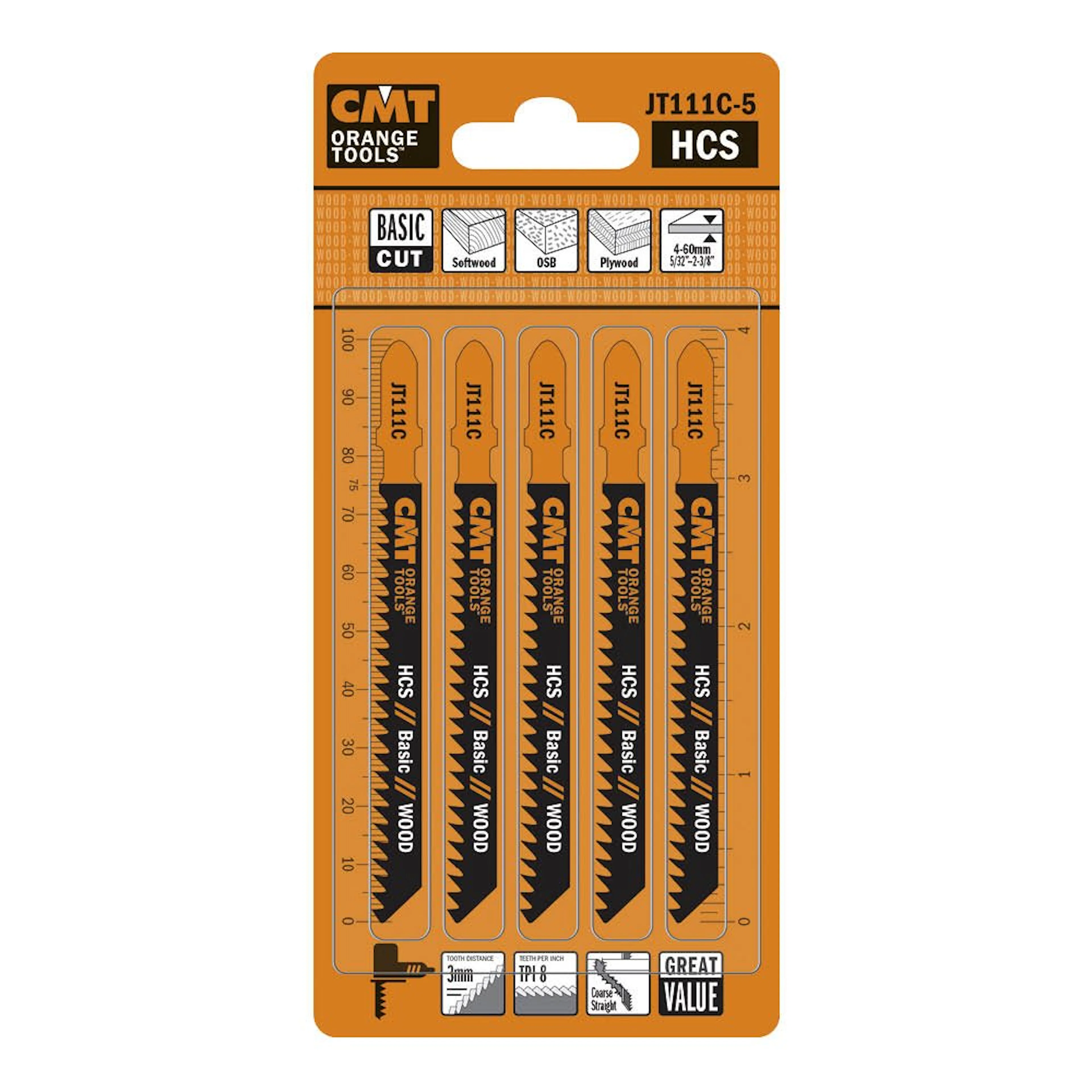 Sticksågblad CMT Orange Tools Trä 75mm HCS Basic 5 st