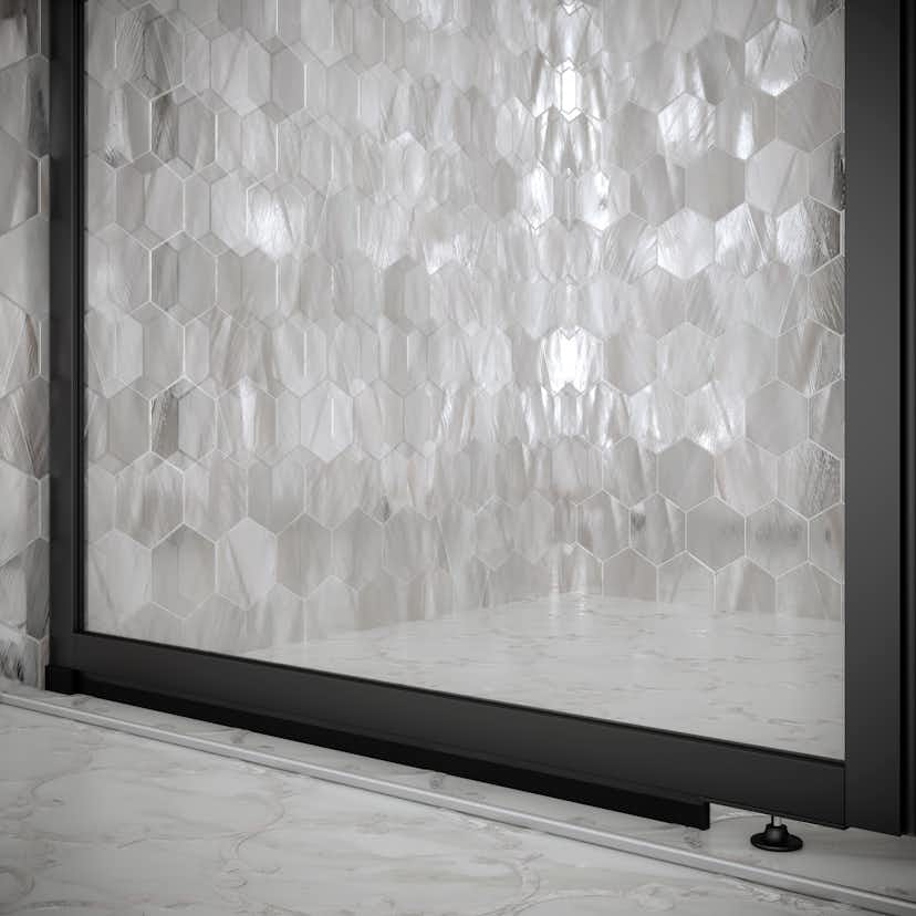 Duschdörr Hietakari Bläk 740 New York Nisch Fast Vägg och Vändbar Dörr