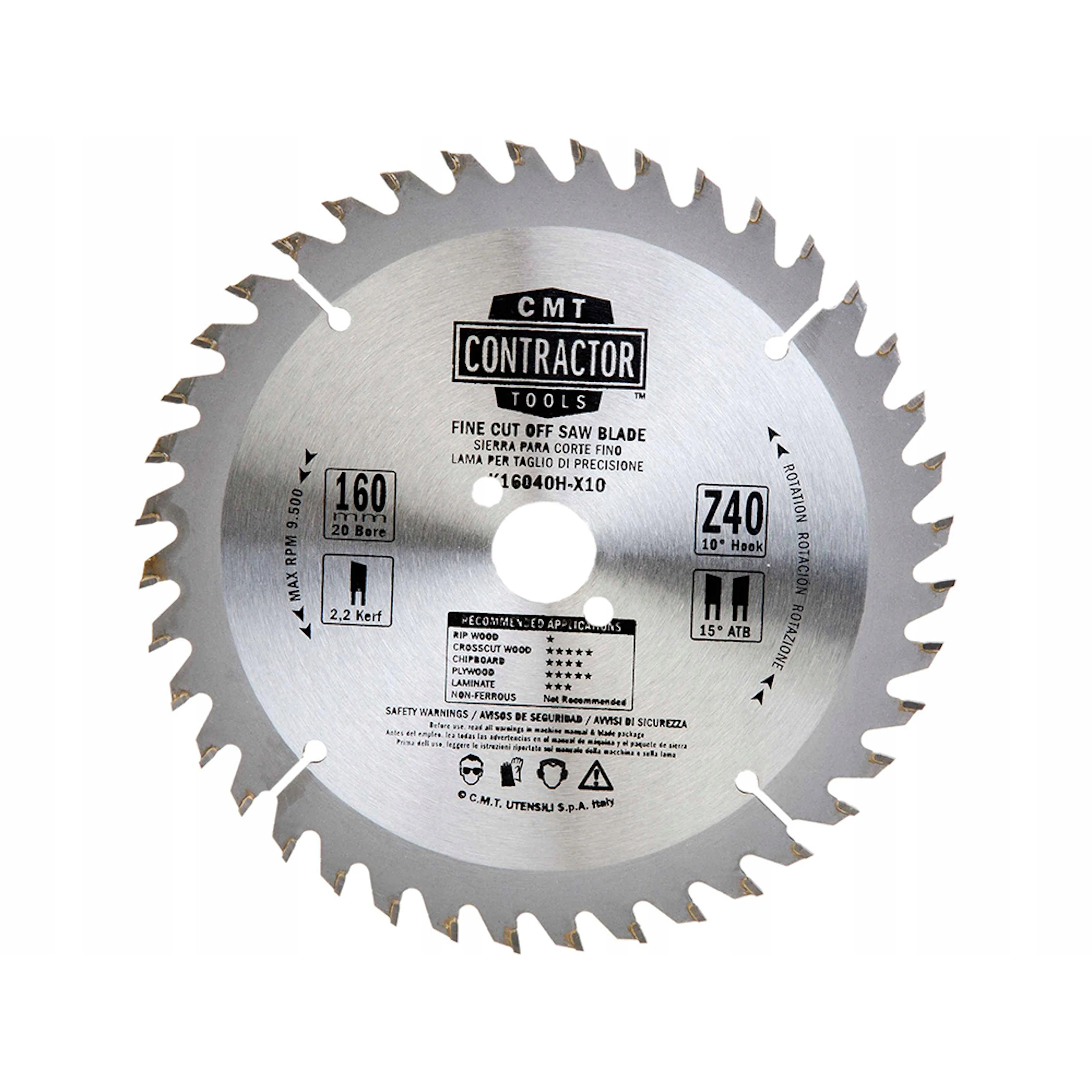 Sågklinga CMT Orange Tools Contractor 160x2,2x20 Z40 W 10 st