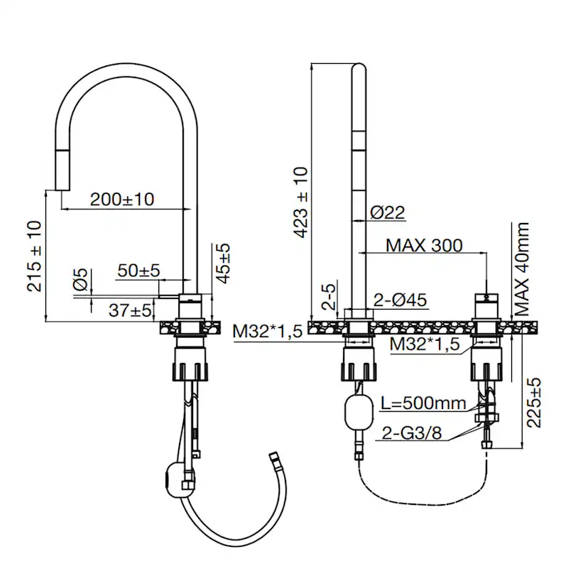 Köksblandare Scandtap Steel Harmonized K2P