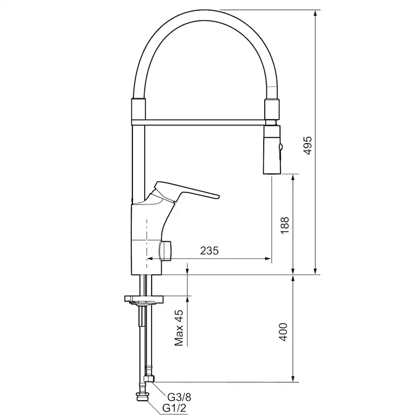 Köksblandare FM Mattsson Siljan Flexi med Löstagbart Munstycke