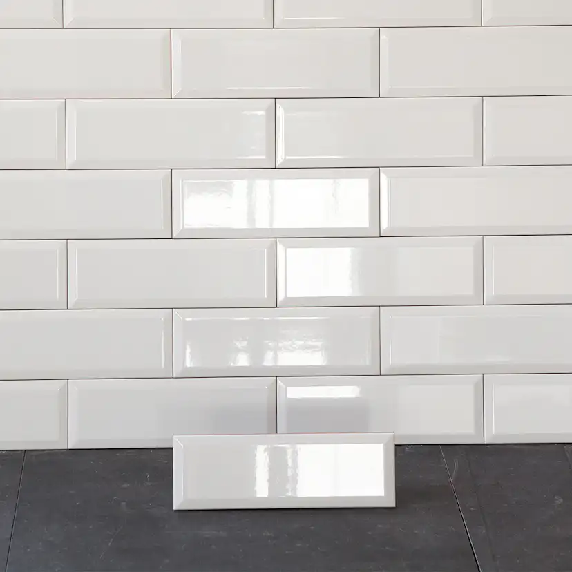 Kakel Arredo Metro Biselado Blank Vit 10x30 cm