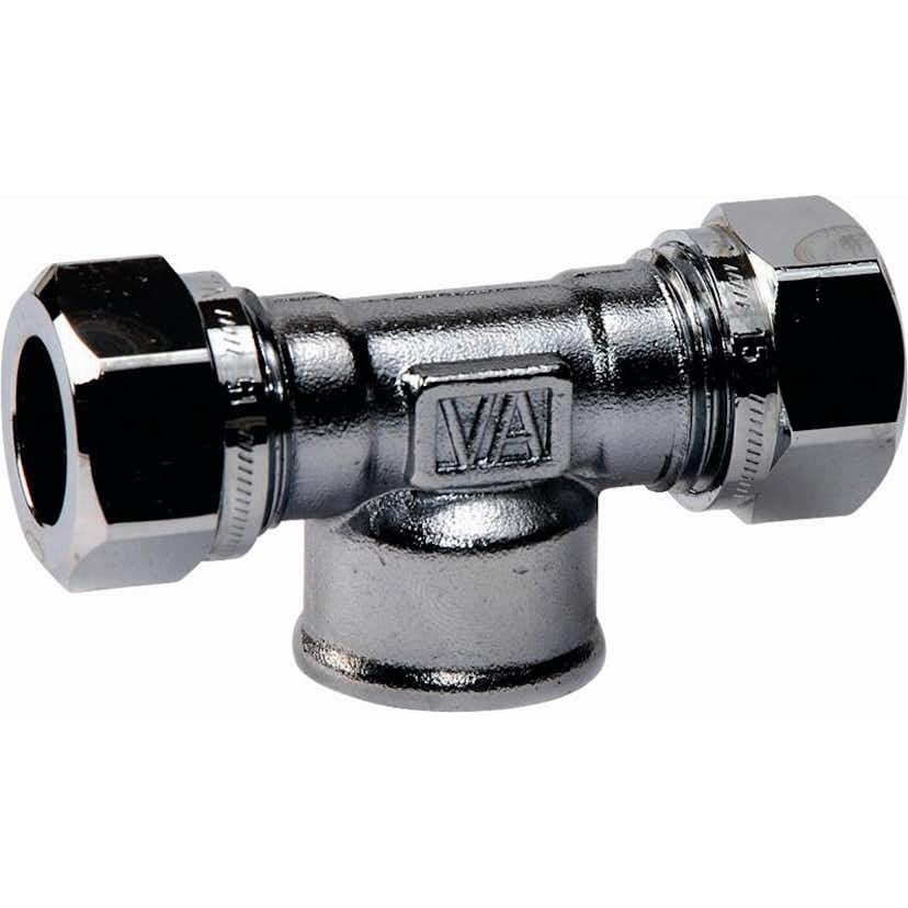 Klämringskoppling Vatette 1167 T-Rör 12xG15 Invändig Förkromad