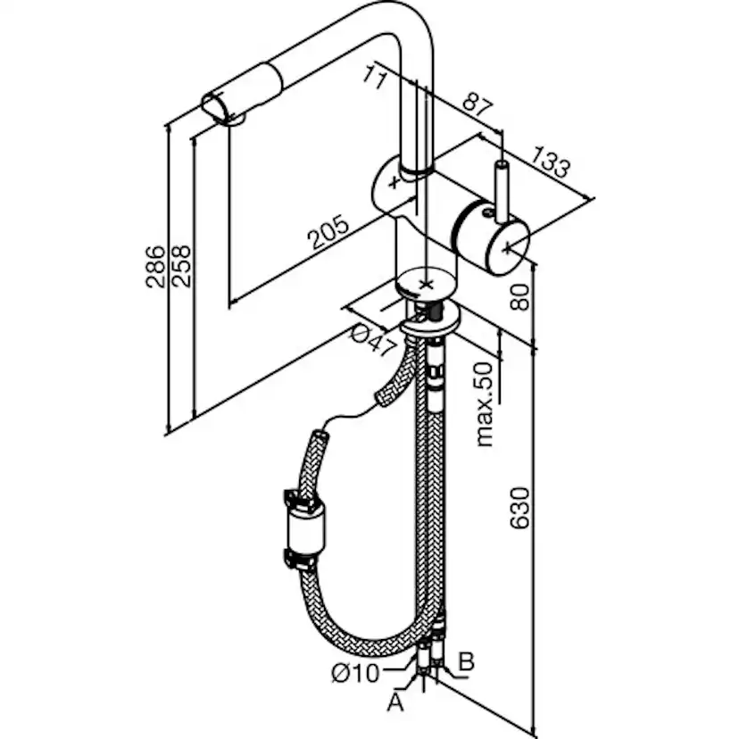 Köksblandare Damixa Osier L-Pip Utdragbart Munstycke