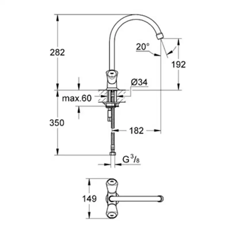 Köksblandare Grohe Costa S utan Diskmaskinsavstängning