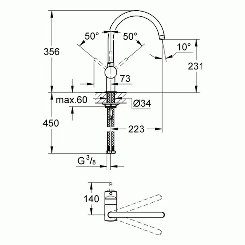 Köksblandare Grohe Minta 32917 Med C-pip
