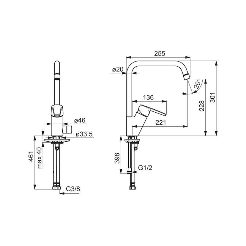 Köksblandare Oras Saga med Hög Pip