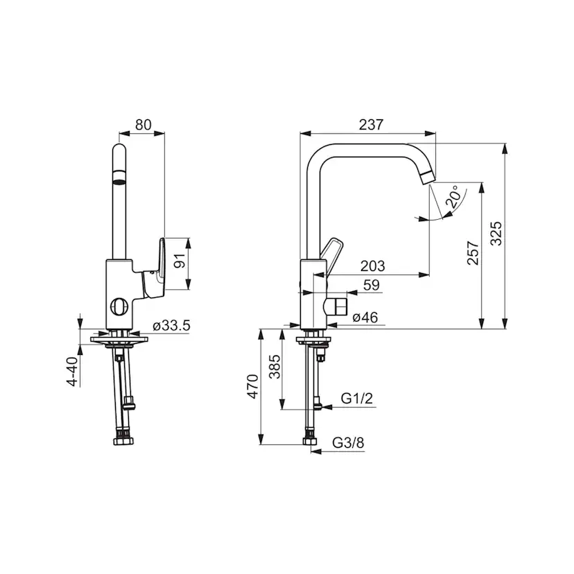 Köksblandare Oras Saga med Sidospak