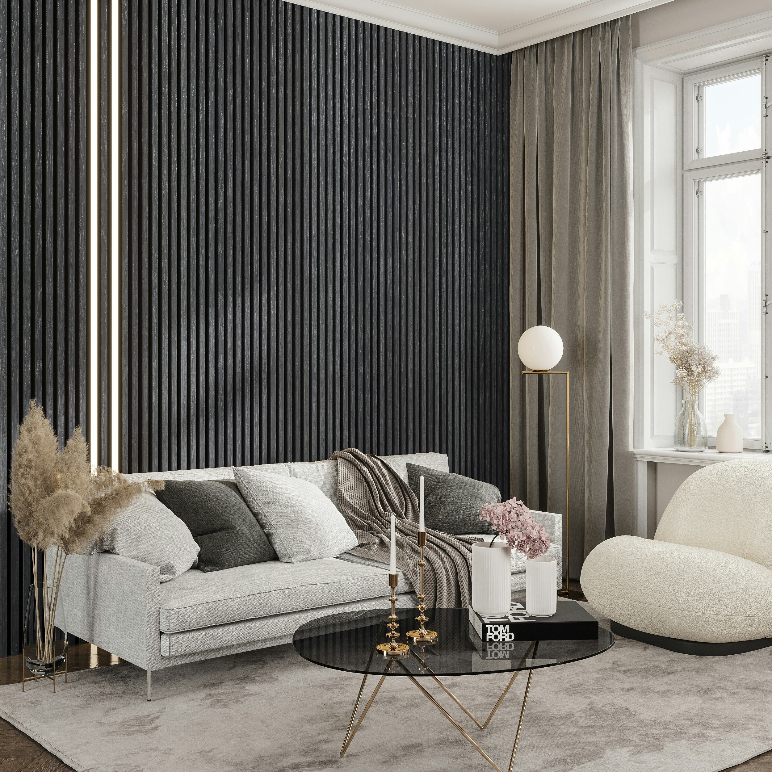 LED-Belysning Wood on wall Akustikpanel Smal