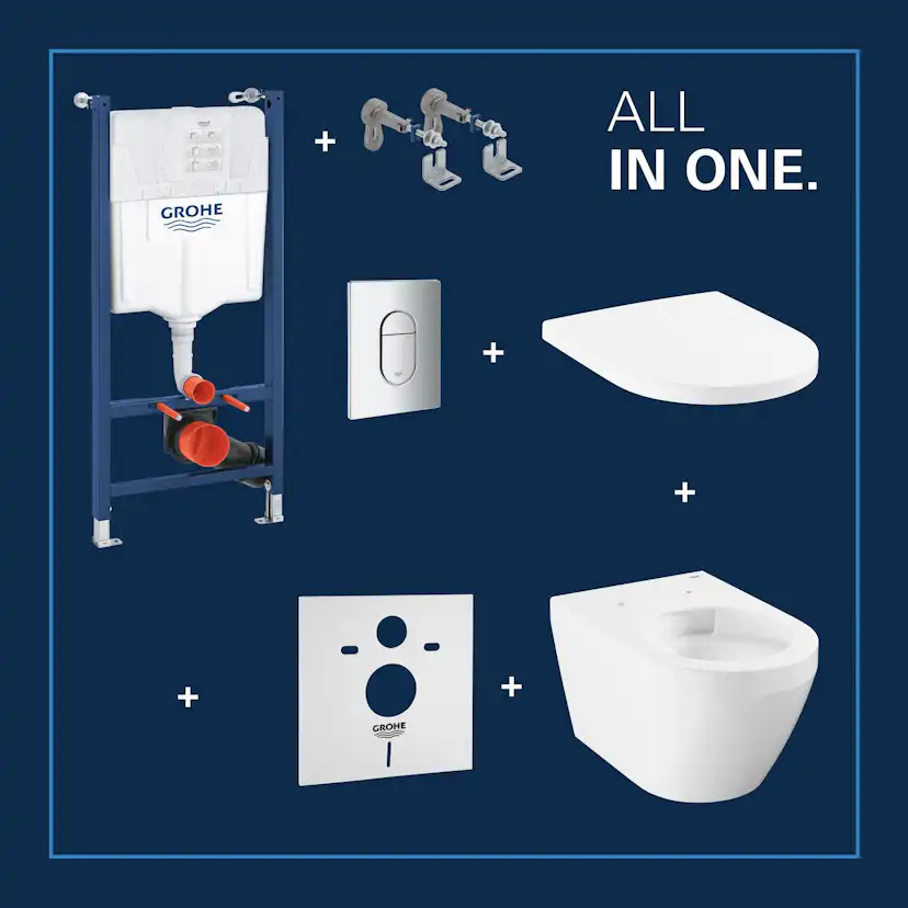 Vägghängd Toalettstol Grohe Solido Euro 5-i-1 Komplett