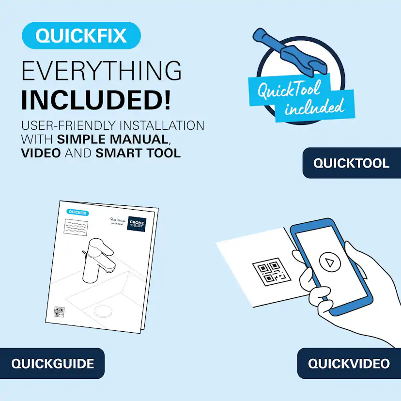 Tvättställsblandare Grohe Dice M med Kallstart och Bottenventil