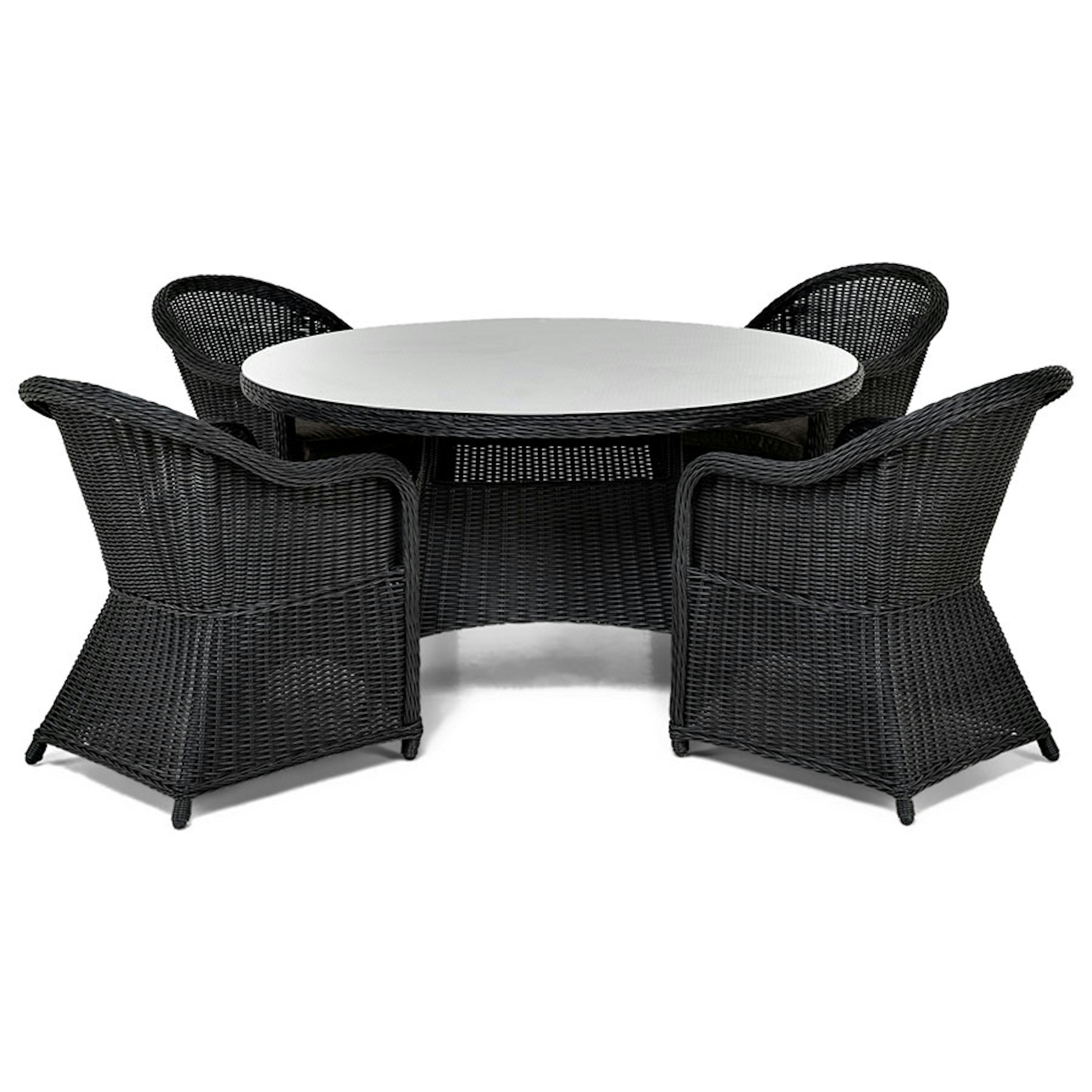 Matgrupp Utomhus Comfort Garden Marcus 140 Rund med 4 Light Utefåtöljer inkl. Dyna