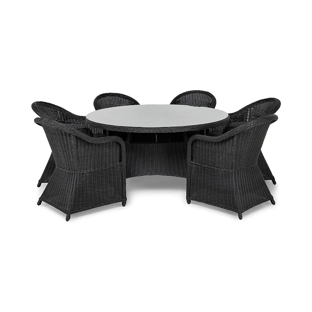 Matgrupp Utomhus Comfort Garden Marcus 140 Rund med 6 Light Utefåtöljer inkl. Dyna