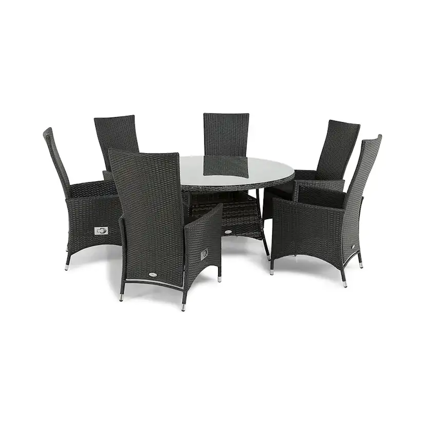 Matgrupp Comfort Garden Thor Bord Gråsvart med 6 Jenny Fåtöljer