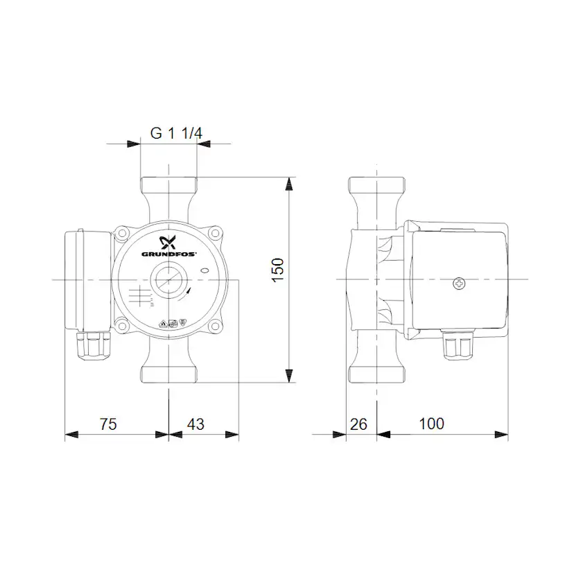 Tappvarmvattenpump Grundfos UP 20-15 N 150