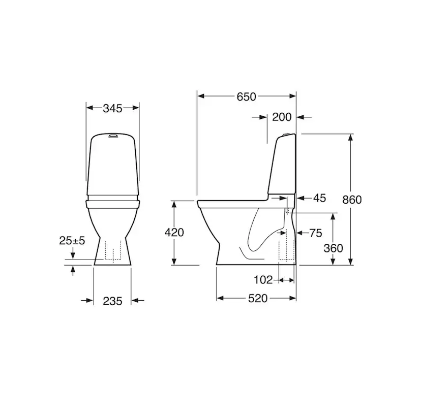 Toalettstol Gustavsberg Nautic 1500 C+ Limning Hygienic Flush Slim-Seat