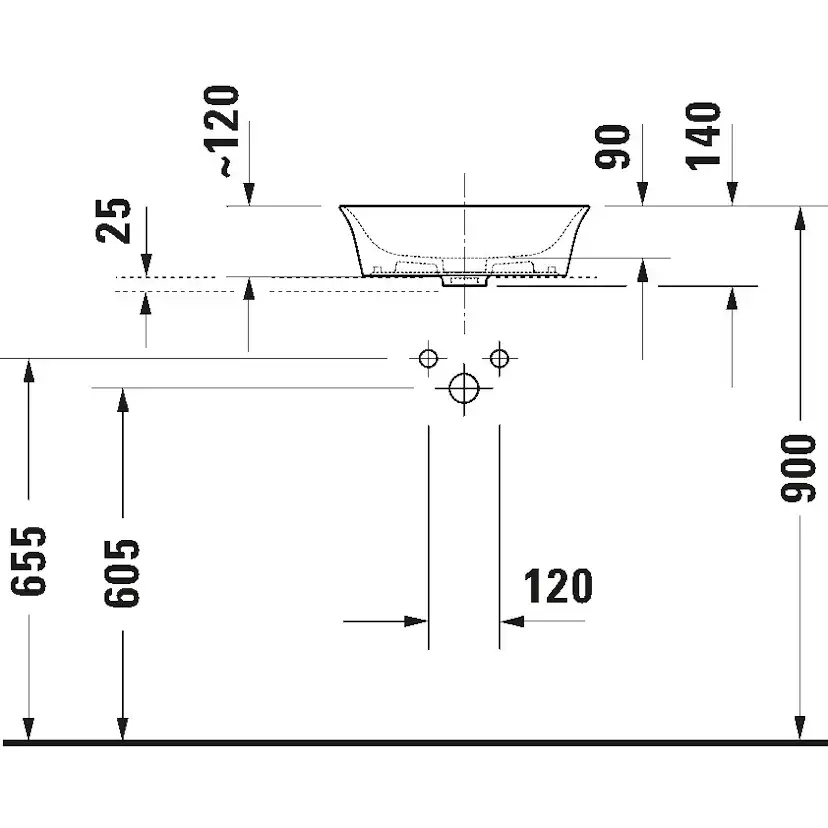 Tvättställ Duravit White Tulip för Placering på Bänkskiva Vit Högblank 430 mm