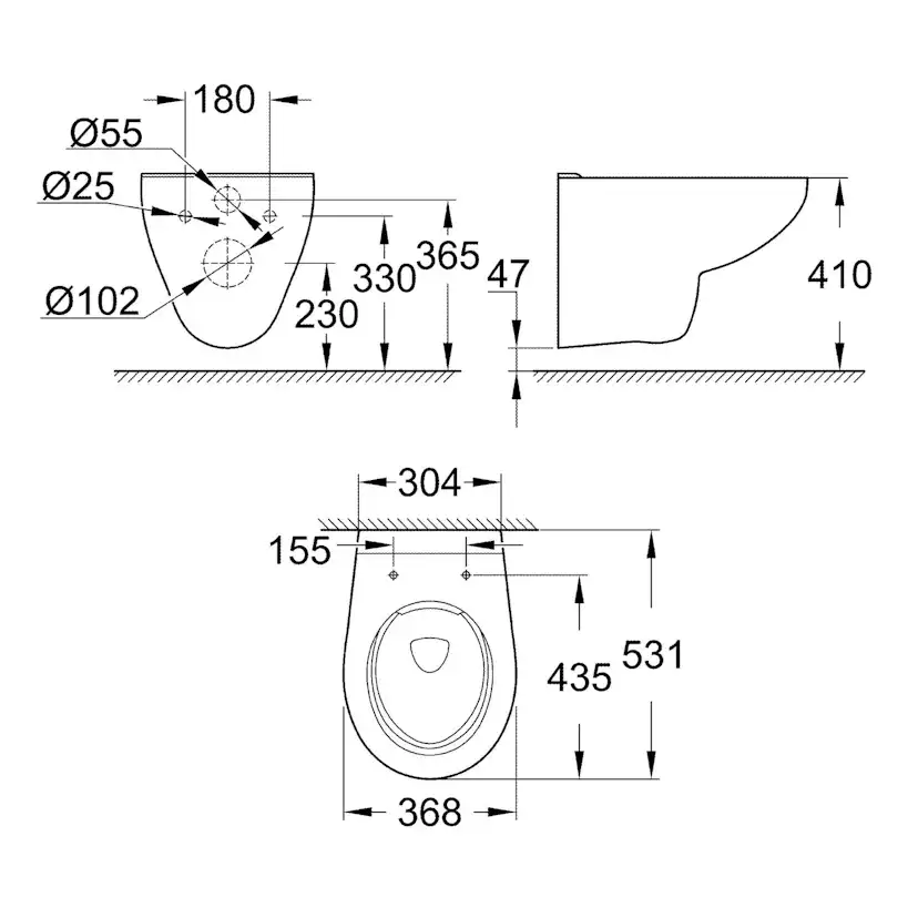 Vägghängd Toalettstol Grohe Bau Ceramic 39427 Komplett