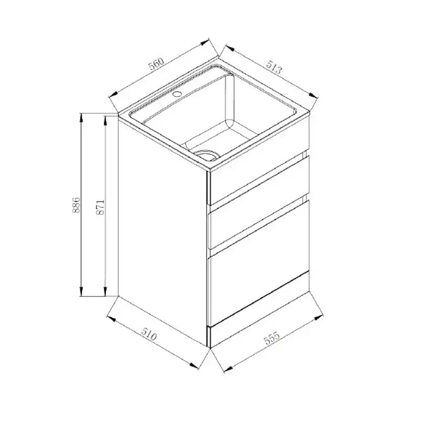 Tvättbänk Nordic Tech NTB5 Bänkskåp för Tvättstuga med Lådor & Blandarhål