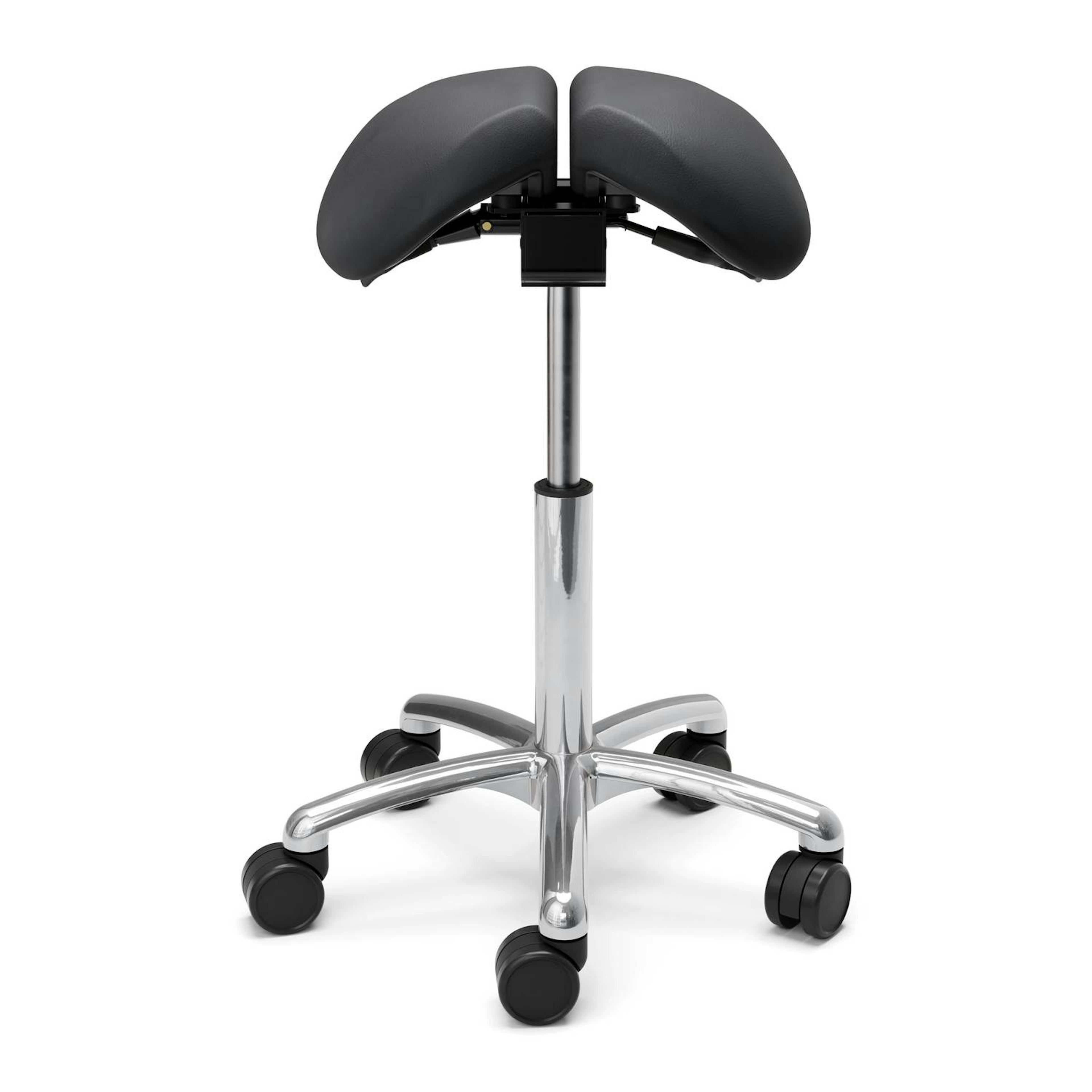 Sadelstol Lanab Group Polo Split Höj- & Sänkbar Tvådelad Stol i Svart Konstläder