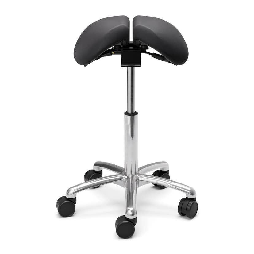 Sadelstol Lanab Group Polo Split Höj- & Sänkbar Tvådelad Stol i Svart Konstläder