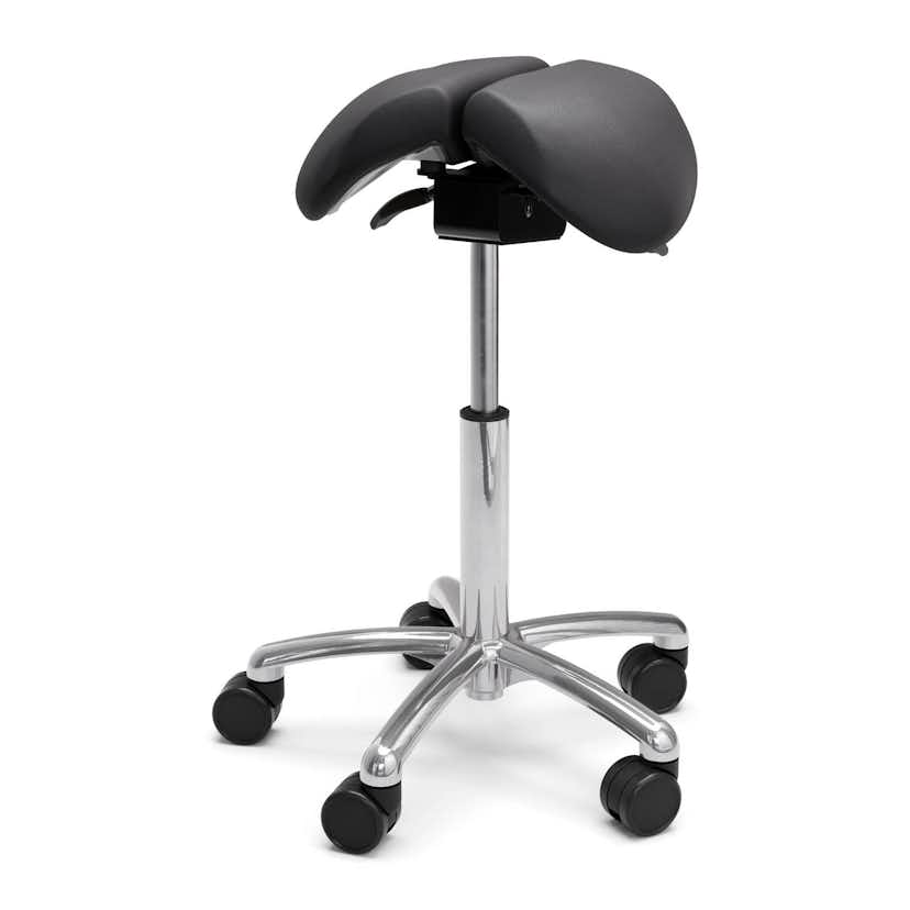 Sadelstol Lanab Group Polo Split Höj- & Sänkbar Tvådelad Stol i Svart Konstläder
