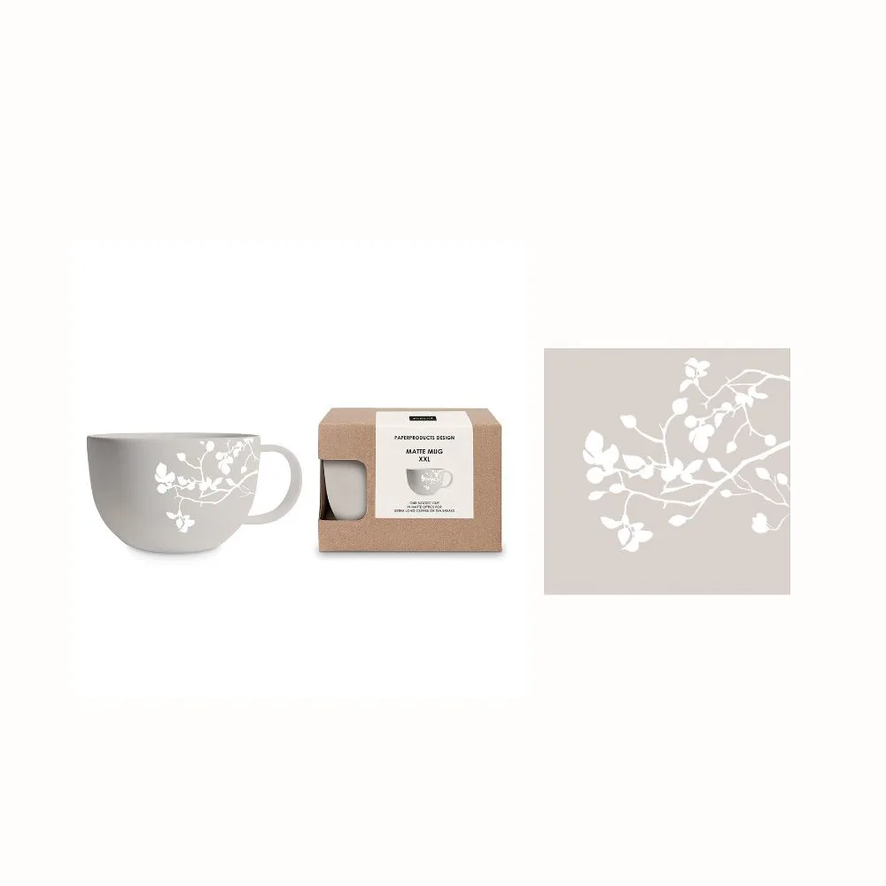 Gåvoset Paperproducts Design Pure Branch Mugg 55 cl + Servett Taupe