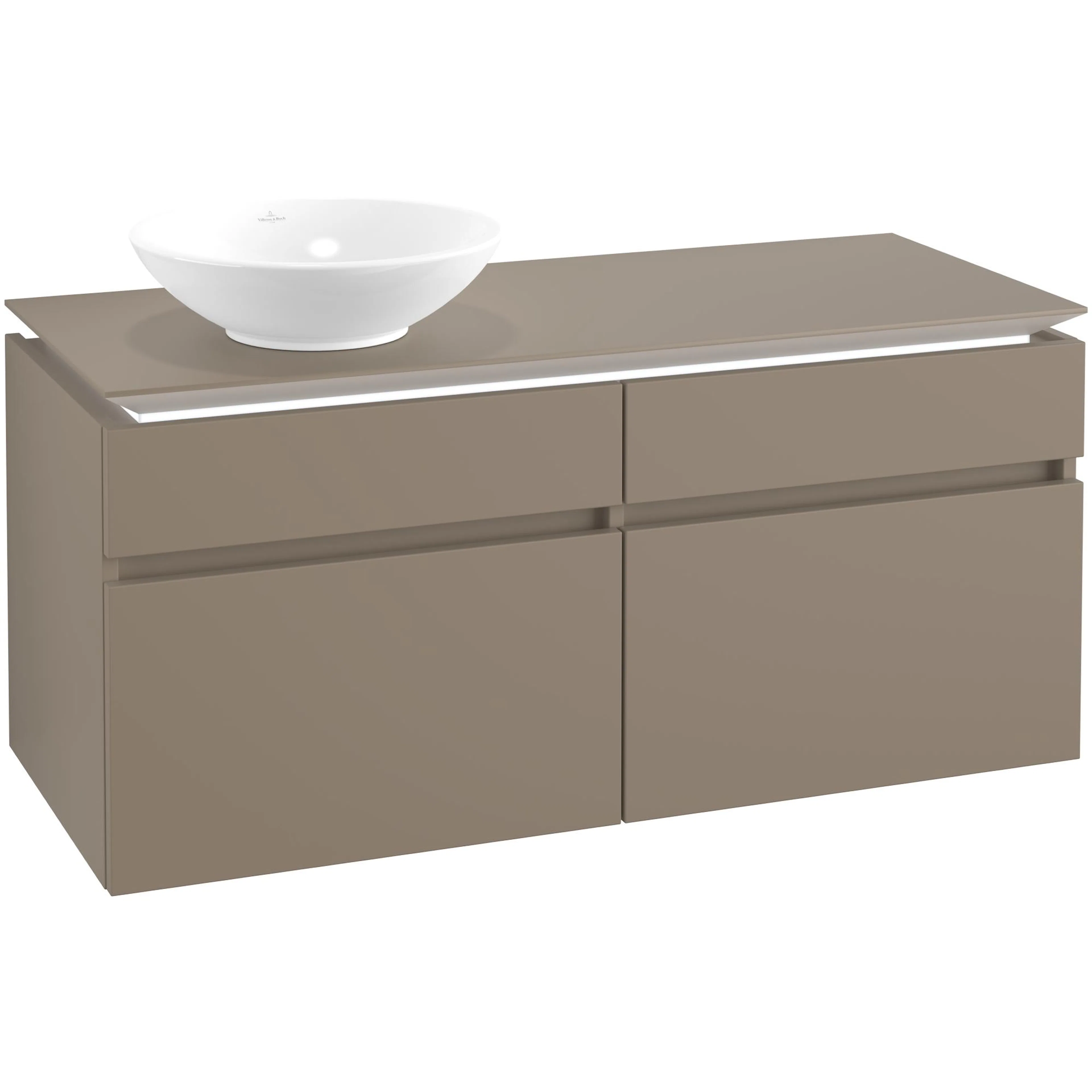 Tvättställsskåp Villeroy & Boch Legato 1200 med 4 Lådor för Ocentrerat Ytmonterat Tvättställ