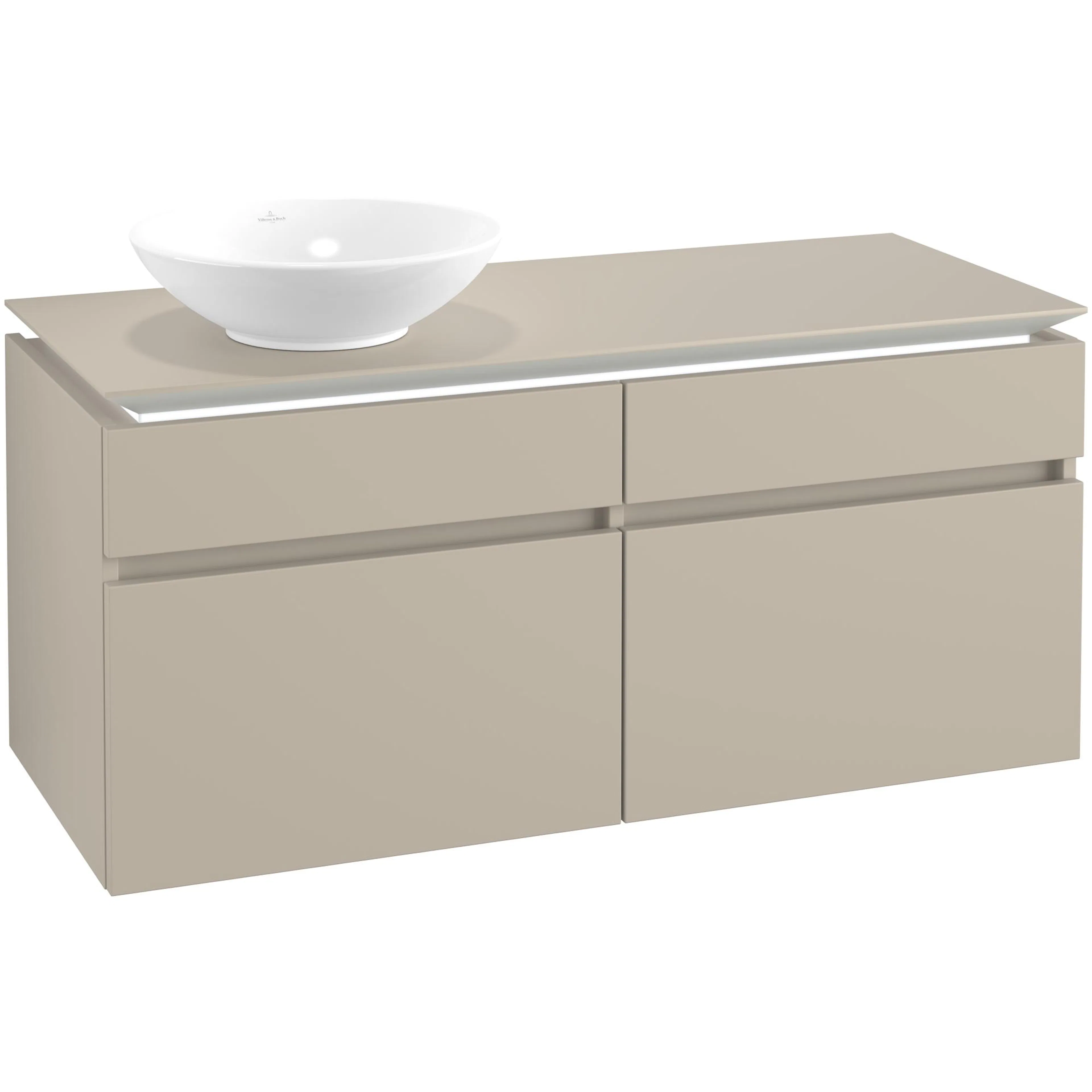 Tvättställsskåp Villeroy & Boch Legato 1200 med 4 Lådor för Ocentrerat Ytmonterat Tvättställ