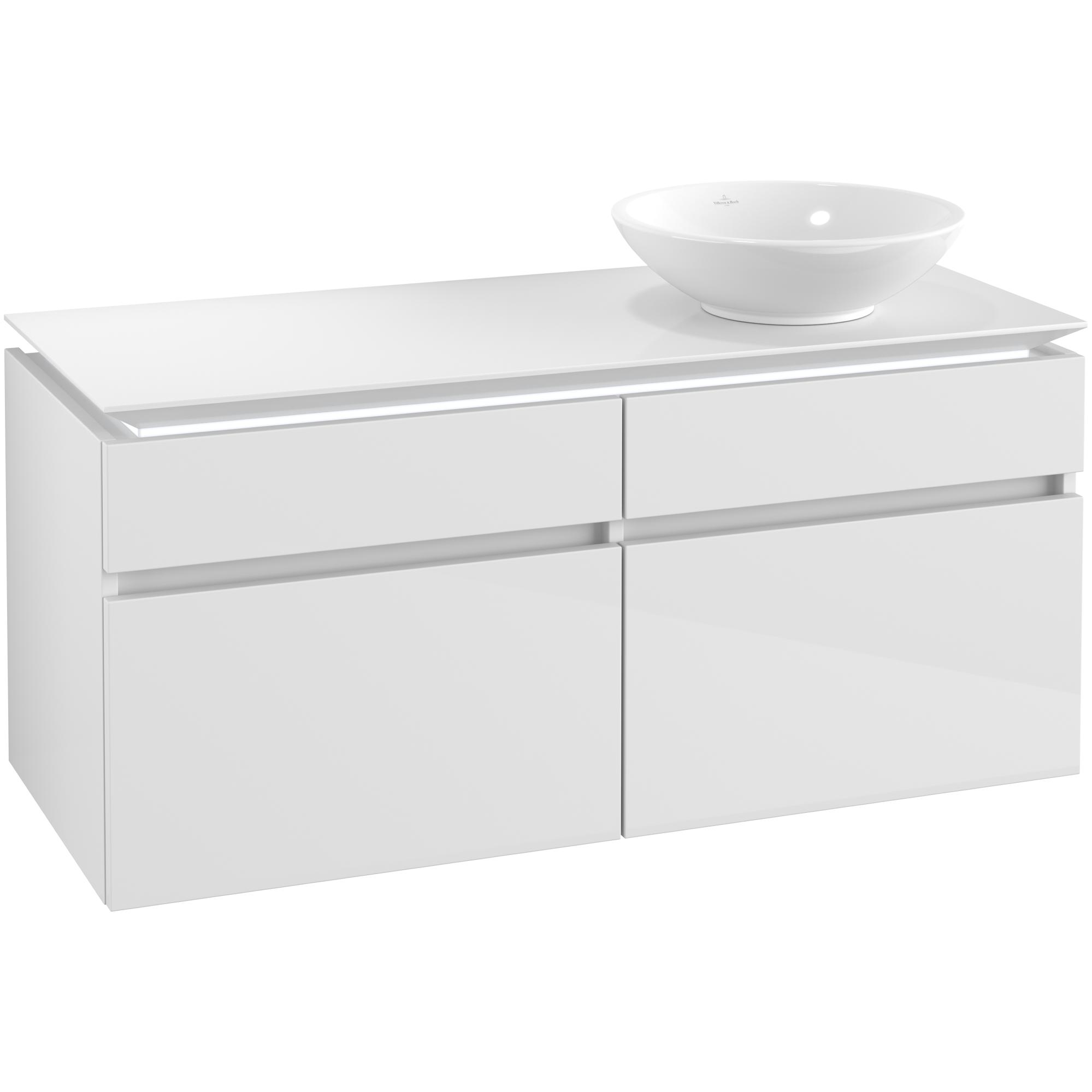 Tvättställsskåp Villeroy & Boch Legato 1200 med 4 Lådor för Ocentrerat Ytmonterat Tvättställ