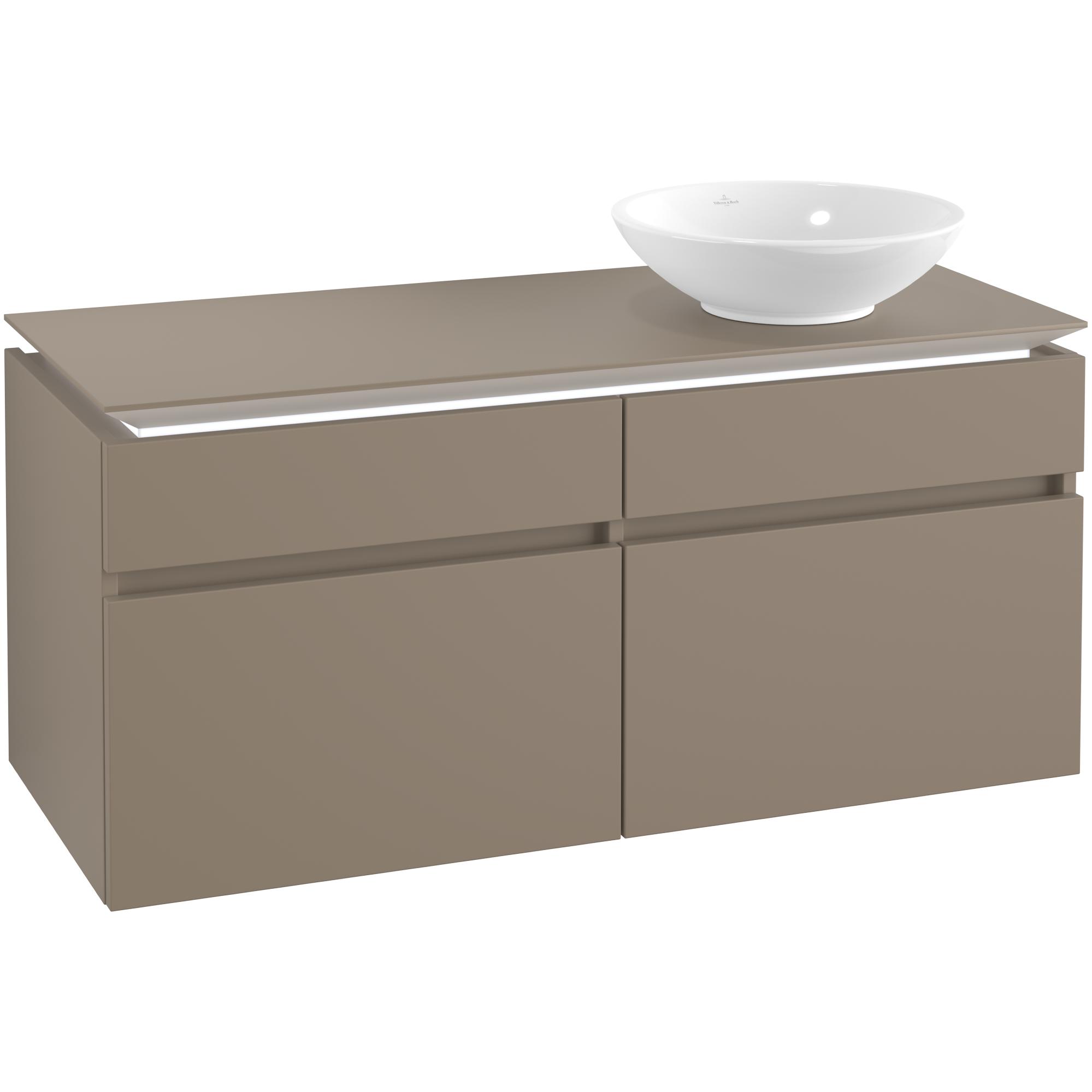 Tvättställsskåp Villeroy & Boch Legato 1200 med 4 Lådor för Ocentrerat Ytmonterat Tvättställ